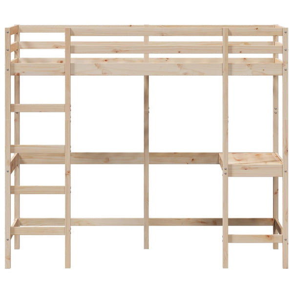 Hochbett mit Schreibtisch Suleiman 75x190cm (Kiefer)