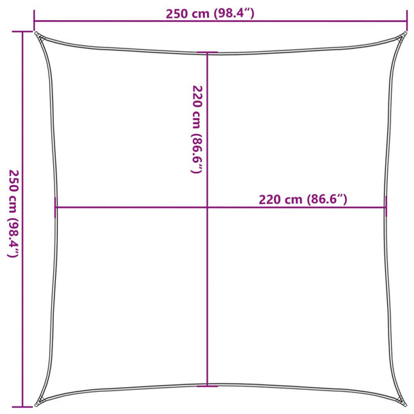 Hellgraues Sonnensegel Wallington 2,5x2,5 m (100% Oxford-Polyester)