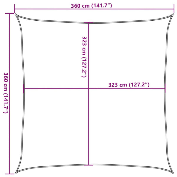 Hellgraues Sonnensegel Wallington 3,6x3,6 m (100 % Oxford-Polyester)