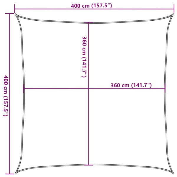 Hellgraues Sonnensegel Wallington 4x4 m (100% Oxford-Polyester)