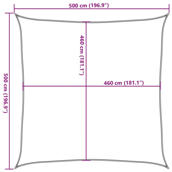Hellgraues Sonnensegel Wallington 5x5 m (100% Oxford-Polyester)