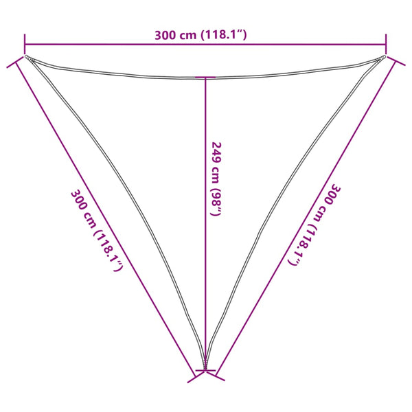 Hellgraues Sonnensegel Nicalaie 3x3x3 m (100 % Oxford-Polyester)