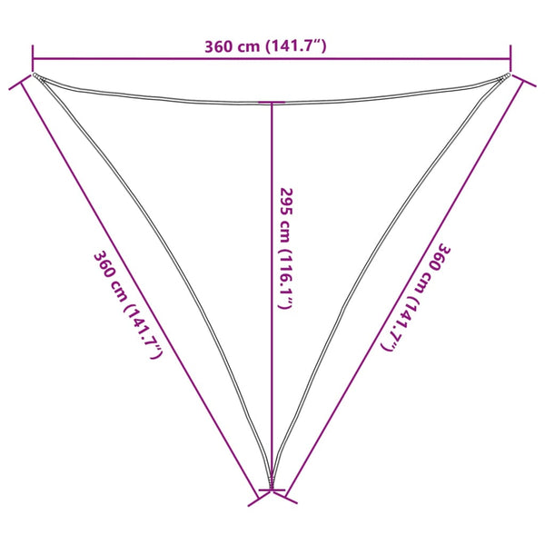 Hellgraues Sonnensegel Nicalaie 3,6x3,6x3,6 m (100% Oxford-Polyester)