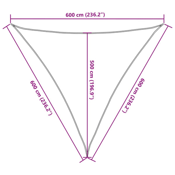 Hellgraues Sonnensegel Nicalaie 6x6x6 m (100% Oxford-Polyester)