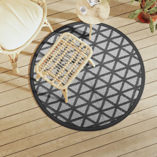 Ø120cm schwarzer Outdoorteppich Marianovici (pp)