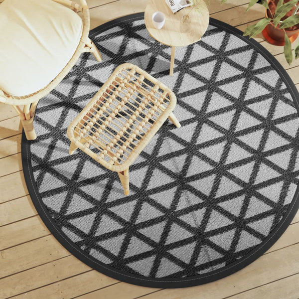 Schwarzer Outdoor-Teppich ARAKIL Ø160 cm PP