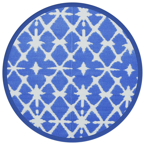 Blauer und weißer Outdoor-Teppich Marianovici Ø200cm (pp)