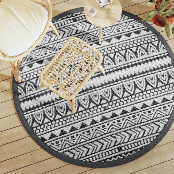 ARA-KIL Outdoor-Teppich schwarz Ø160 cm PP