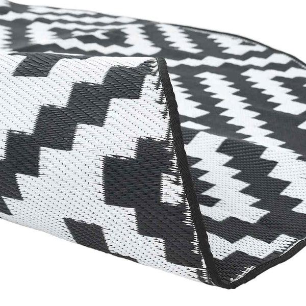 ARA KIL Outdoorteppich Schwarz und Weiß Ø200 cm PP