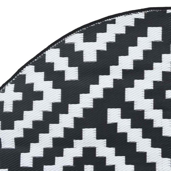 ARA KIL Outdoorteppich Schwarz und Weiß Ø200 cm PP