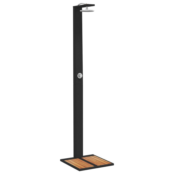 Schwarze Außendusche Davidson 50x55x224cm (Polyrattan und Akazienholz)