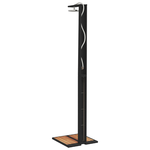Schwarze Außendusche Davidson 50x55x224cm (Polyrattan und Akazienholz)