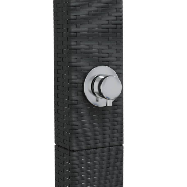 Schwarze Außendusche Davidson 50x55x224cm (Polyrattan und Akazienholz)