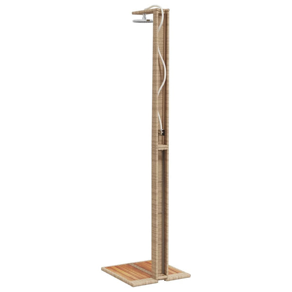 Beige Außendusche Davidson 50x55x224cm (Polyrattan und Akazienholz)