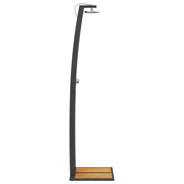 Schwarze Außendusche Obrejan 55x60x224cm (Polyrattan und Akazienholz)