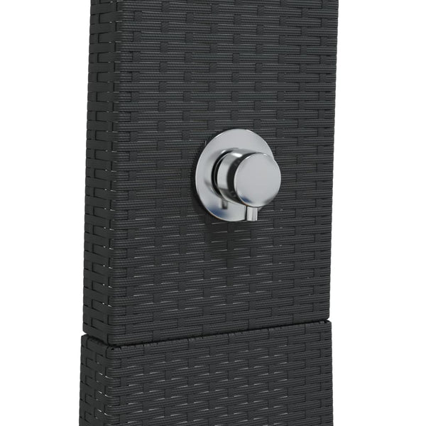 Schwarze Außendusche Obrejan 55x60x224cm (Polyrattan und Akazienholz)