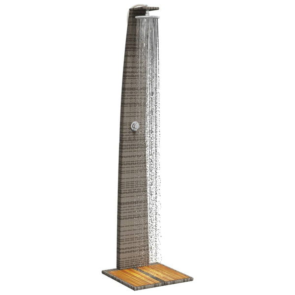 Graue Außendusche Obrejan 55x60x224cm (Polyrattan und Akazienholz)