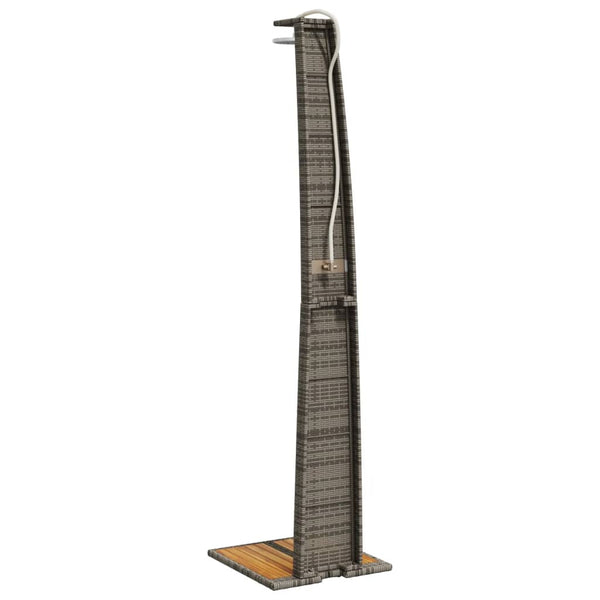 Graue Außendusche Obrejan 55x60x224cm (Polyrattan und Akazienholz)