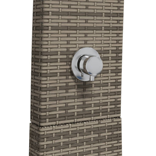 Graue Außendusche Obrejan 55x60x224cm (Polyrattan und Akazienholz)