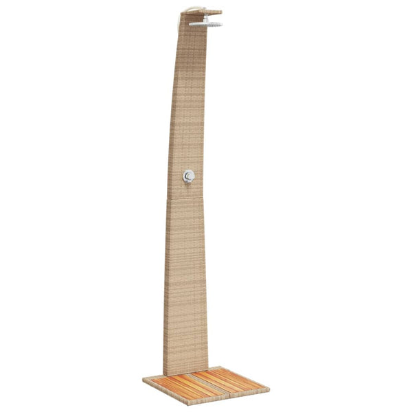 Beige Außendusche Obrejan 55x60x224cm (Polyrattan und Akazienholz)