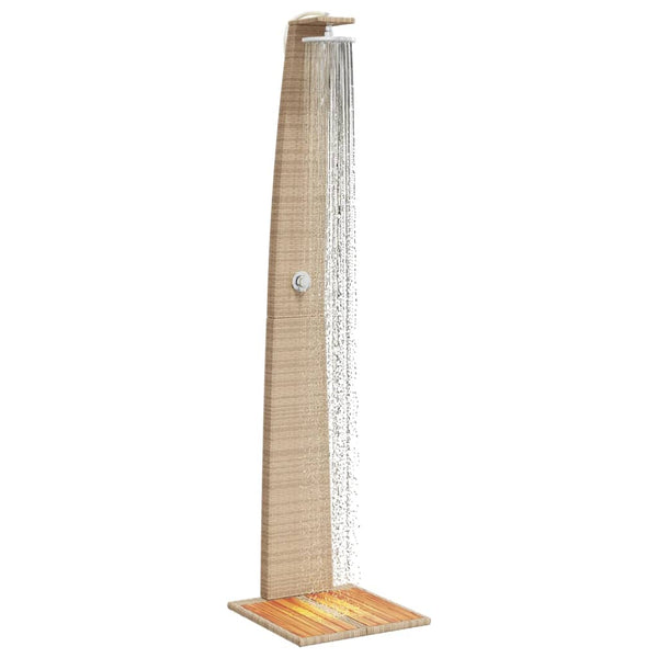 Beige Außendusche Obrejan 55x60x224cm (Polyrattan und Akazienholz)