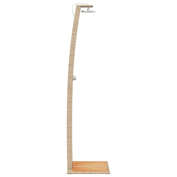 Beige Außendusche Obrejan 55x60x224cm (Polyrattan und Akazienholz)
