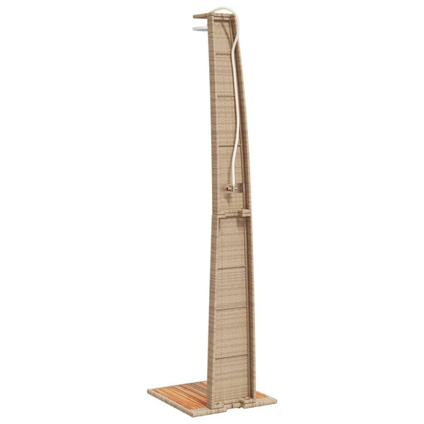 Beige Außendusche Obrejan 55x60x224cm (Polyrattan und Akazienholz)