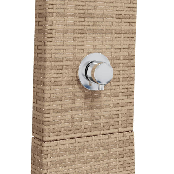 Beige Außendusche Obrejan 55x60x224cm (Polyrattan und Akazienholz)
