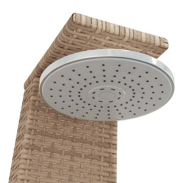 Beige Außendusche Obrejan 55x60x224cm (Polyrattan und Akazienholz)