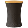 Schwarzer Gartenseitentisch Tavian in Trommelform (Polyrattan und Holz)
