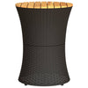 Schwarzer Gartenseitentisch Tavian in Trommelform (Polyrattan und Holz)