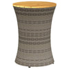 Grauer runder Beistelltisch Tavian aus Polyrattan und Holz