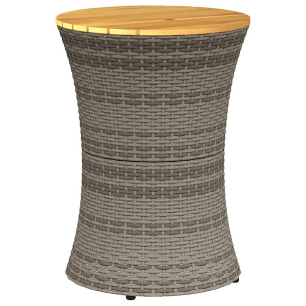 Grauer runder Beistelltisch Tavian aus Polyrattan und Holz