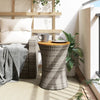 Grauer runder Beistelltisch Tavian aus Polyrattan und Holz