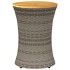 Grauer runder Beistelltisch Tavian aus Polyrattan und Holz