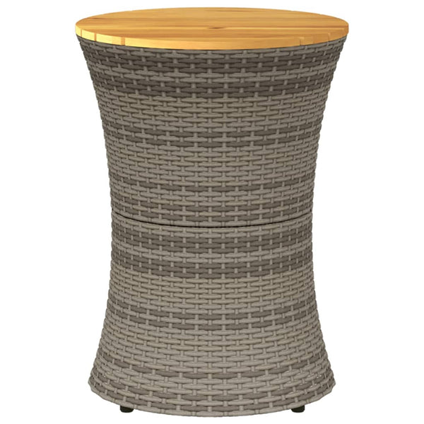 Grauer runder Beistelltisch Tavian aus Polyrattan und Holz