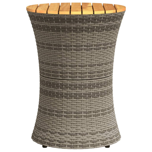 Grauer runder Beistelltisch Tavian aus Polyrattan und Holz