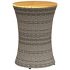 Grauer runder Beistelltisch Tavian aus Polyrattan und Holz
