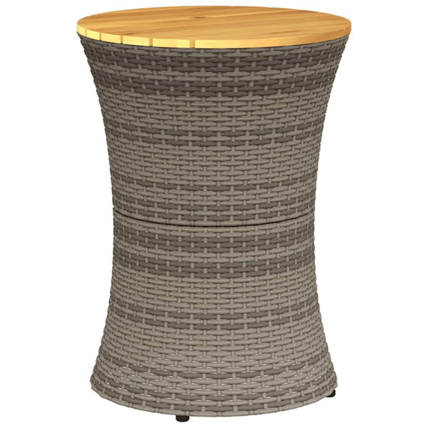 Grauer runder Beistelltisch Tavian aus Polyrattan und Holz