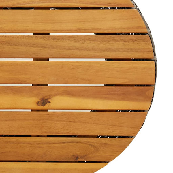 Grauer runder Beistelltisch Tavian aus Polyrattan und Holz