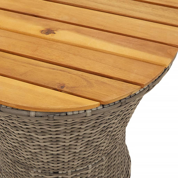 Grauer runder Beistelltisch Tavian aus Polyrattan und Holz