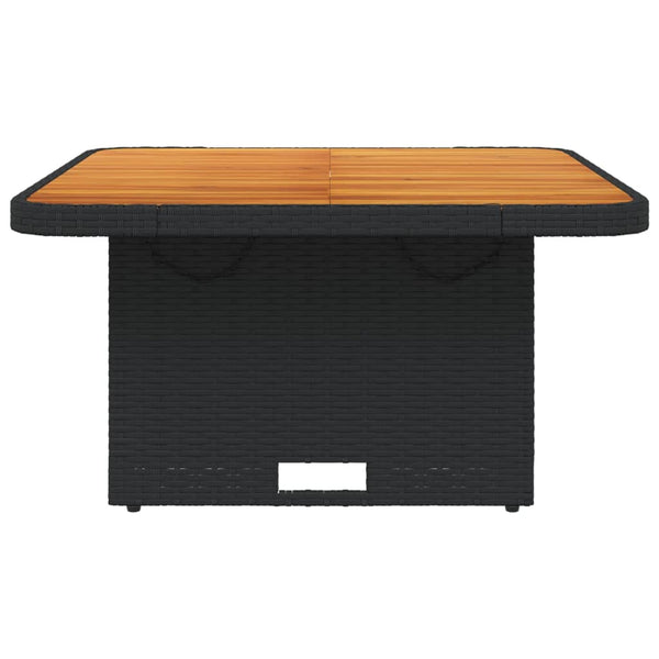 Schwarzer Gartentisch Piman 80x80x71cm (Polyrattan und Akazienholz)