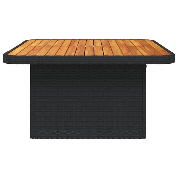 Schwarzer Gartentisch Piman 80x80x71cm (Polyrattan und Akazienholz)