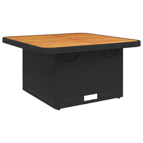 Schwarzer Gartentisch Piman 80x80x71cm (Polyrattan und Akazienholz)