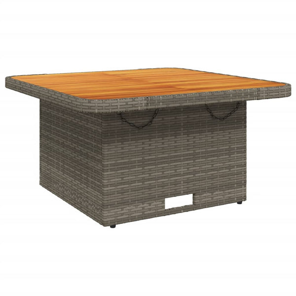 Grauer Gartentisch Piman 80x80x71cm (Polyrattan und Akazienholz)