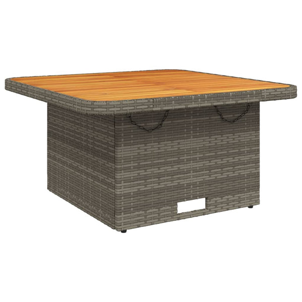Grauer Gartentisch Piman 80x80x71cm (Polyrattan und Akazienholz)