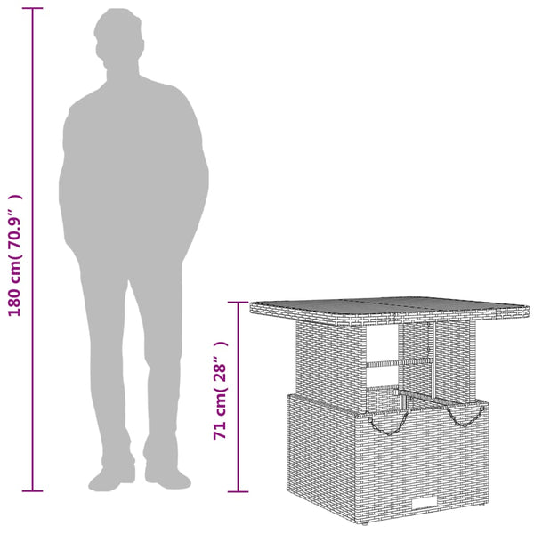 Beiger Gartentisch Piman 80x80x71cm (Polyrattan und Akazienholz)