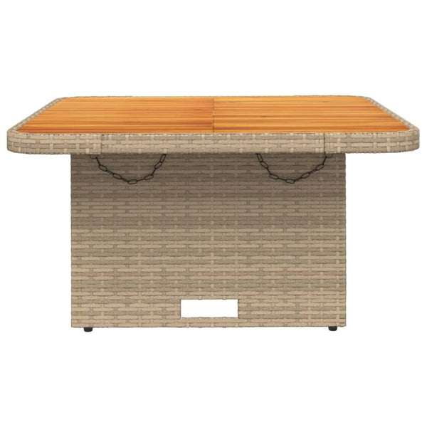 Beiger Gartentisch Piman 80x80x71cm (Polyrattan und Akazienholz)
