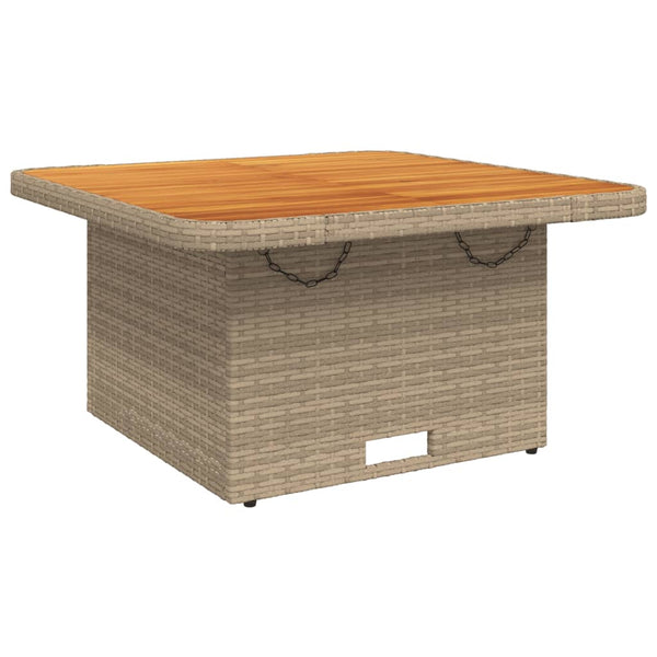 Beiger Gartentisch Piman 80x80x71cm (Polyrattan und Akazienholz)