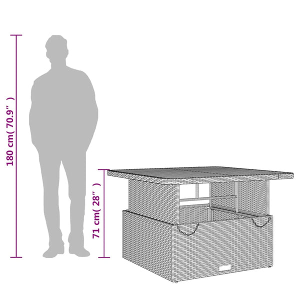 Grauer Gartentisch Piman 110x110x71cm (Polyrattan und Akazienholz)
